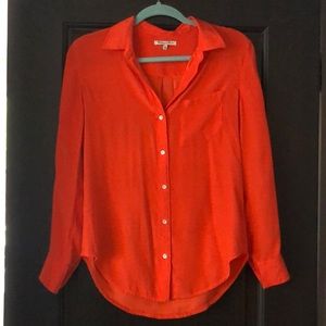 100% silk Broadway & Broome orange shirt (XS)